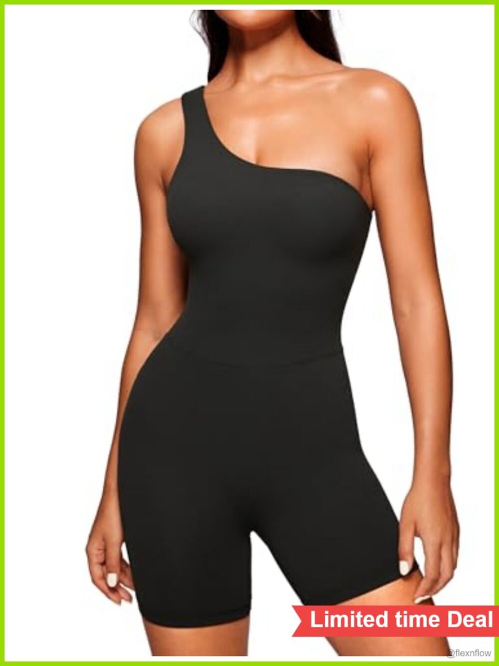 One Shoulder Athletic Romper Padded Shorts Stretchy Bodysuit